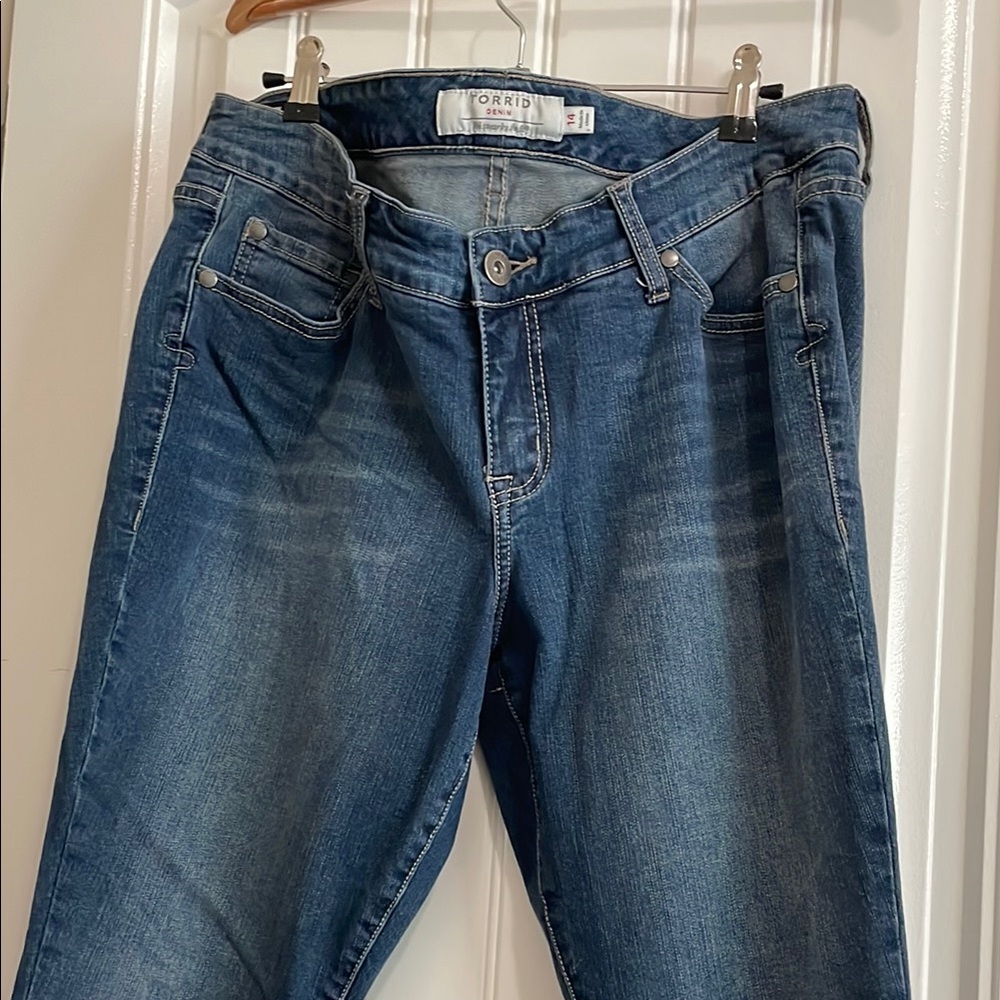 Torrid Blue Skinny Leg Jeans with Subtle Fading